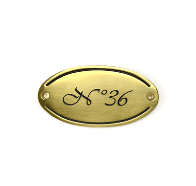 Door plate brass 105x54 mm oval ribbon edge