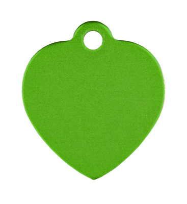 Pet tag aluminium heart green 25x25 mm 10 pcs