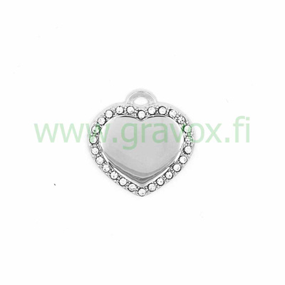 Pet tag LuxLine aluminium heart silver with diamonds 22x22 mm 1 pcs
