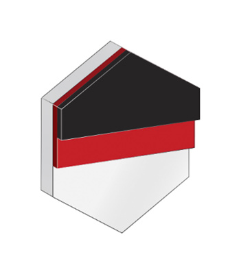 Teräkaiverruslevy GPLY3C musta-punainen-valkoinen 1,6 mm matta