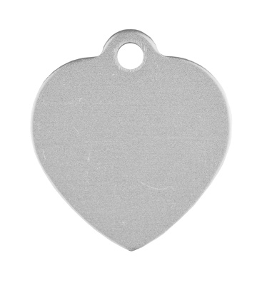 Pet tag aluminium heart silver