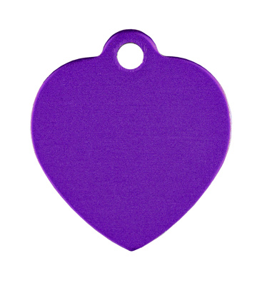 Pet tag aluminium heart purple 32x32 mm 10 pcs