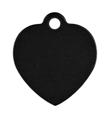 Pet tag aluminium heart black 32x32 mm 10 pcs
