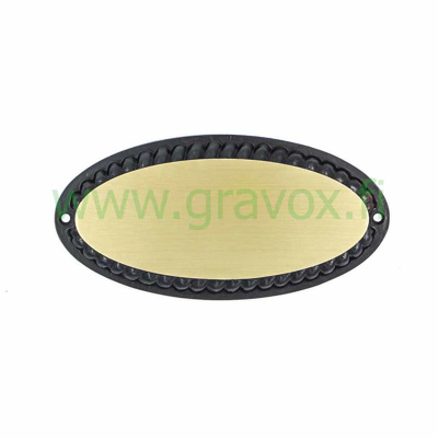 Door plate brass oxidized edge 166x78 mm