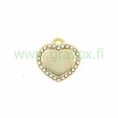 Pet tag LuxLine aluminium heart gold with diamonds 22x22 mm 1 pcs
