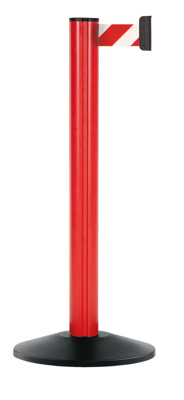 Barrier pole Beltrac Outdoor red red/white 3,7 m solid rubber base